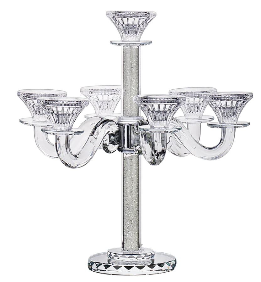 Crystal Candelabra 7 Branch Classic Style Designed with Clear Crystals